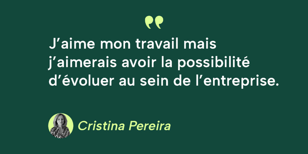 Citation de Cristina Pereira sur fond vert 